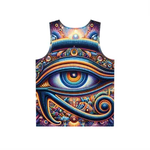 Meta Zen's Journey to the Eclipse at The Egyptian Pyramids - Visionary Psychedelic Ai Art Men's and Women's Unisex Soft Style Tank Top T-Shirt for Festival and Street Wear