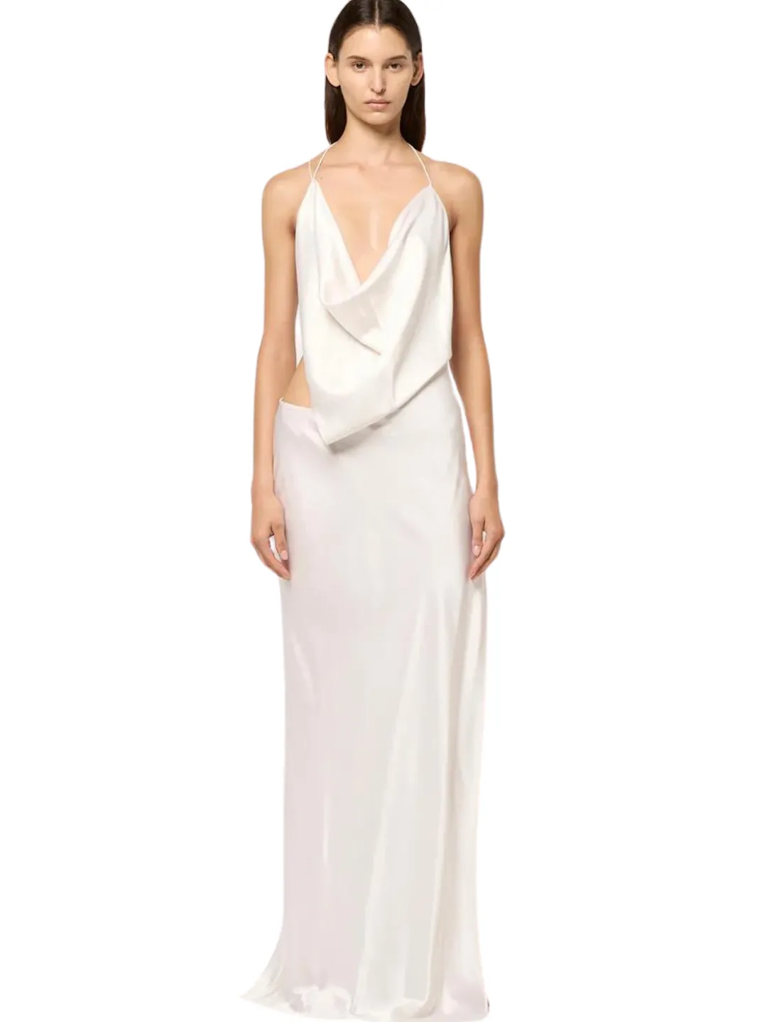 Michael Lo Sordo ICED BIAS SLIP DRESS white