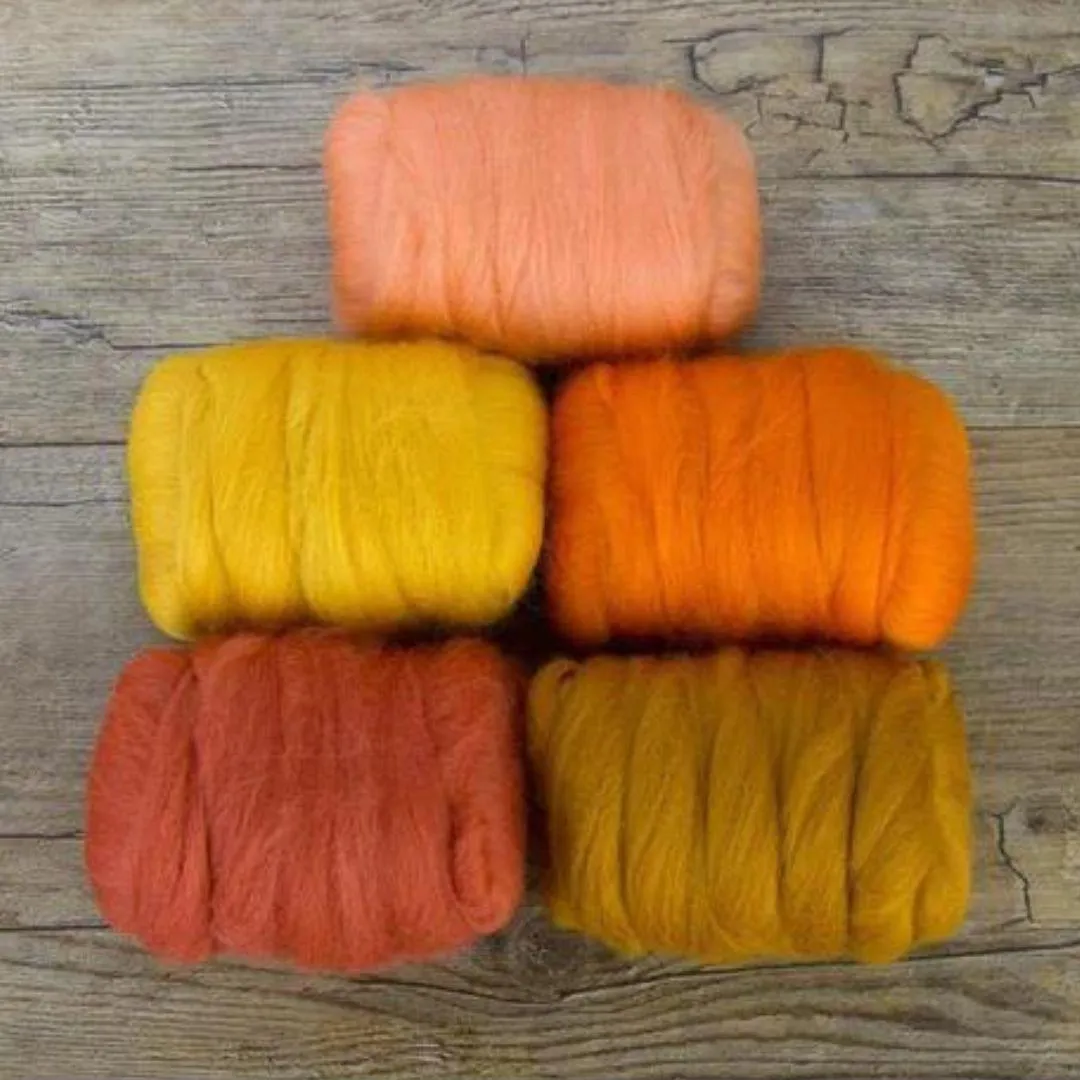 Mixed Merino Wool Variety Pack | Pumpkin Patch (Orange) 250 Grams, 23 Micron