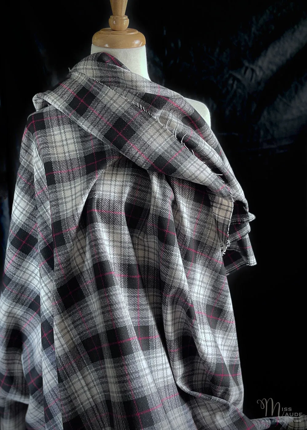 Mono Plaid Wool Blend Coating