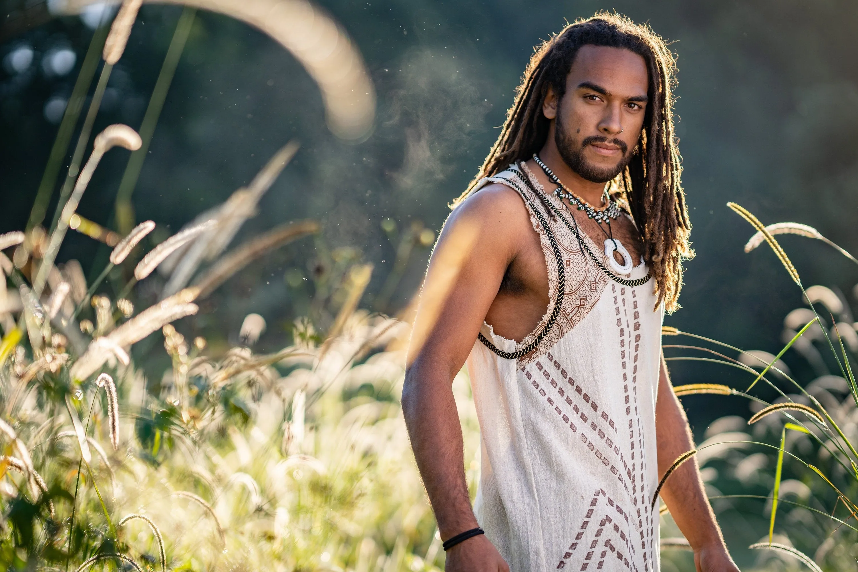 MUKTI Black Mens Sleeveless Tank Top Shipibo and Block Print combo on cotton gypsy festival shirt ethnic eclectic Tribal breathable AJJAYA