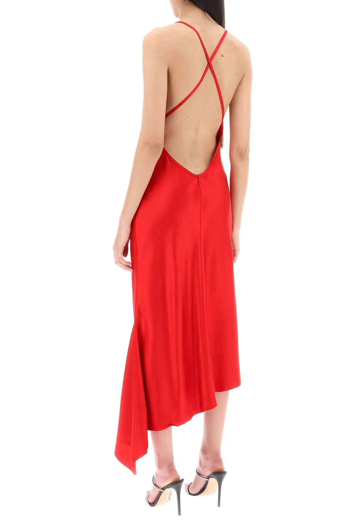 N.21 satin slip dress with asymmetrical hem