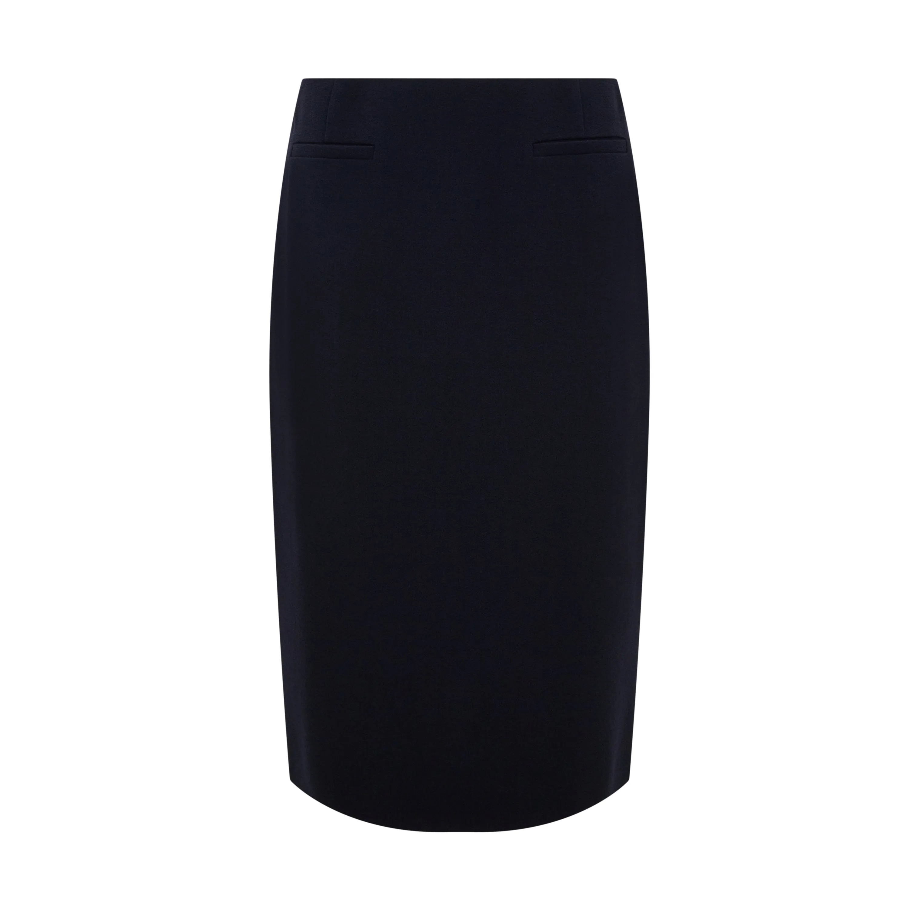 Navy Joan Tailored Wool Crepe Pencil Skirt