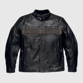 New Premium Harley Davidson Men's Dauntless Black Biker Genuine Leather Convertible Jacket - Black - Leather