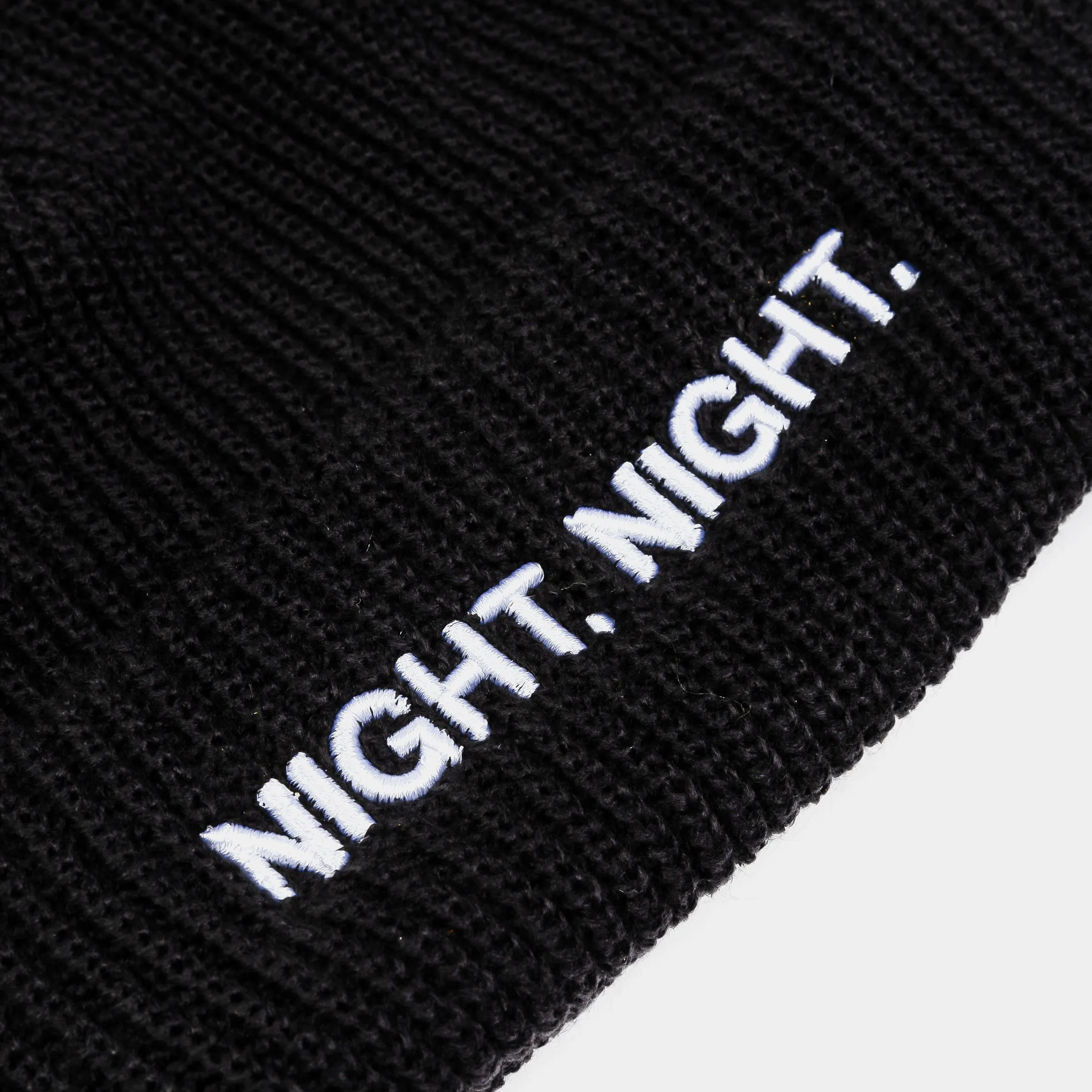 Night Night Beanie Mens Hat (Black/White)