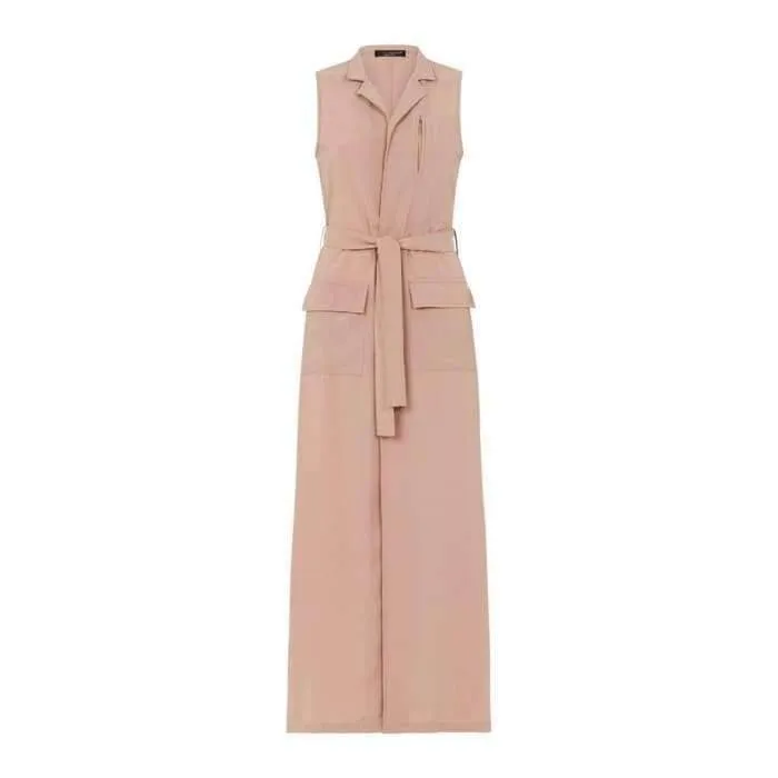 Nude Sleeveless Long Coat