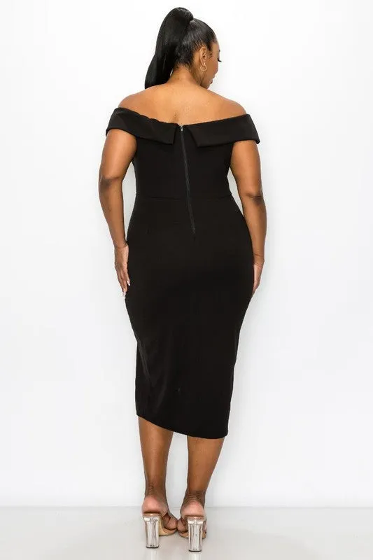 Off the Shoulder Bodycon With Slit | Black