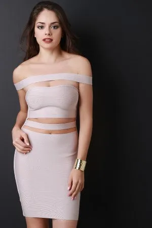 Off The Shoulder Caged Bandage Dress