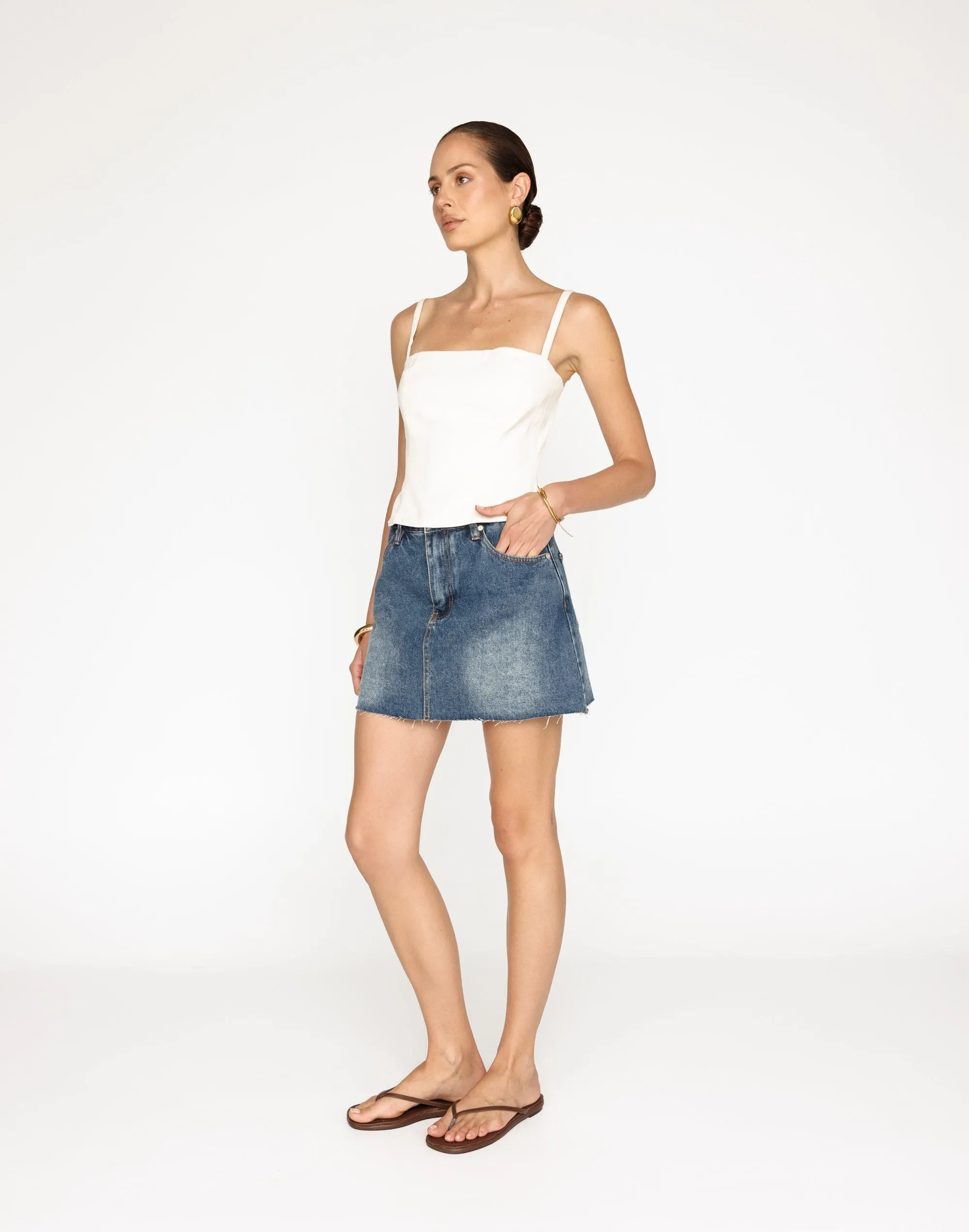 Okara Denim Skort (Faded Mid Wash)