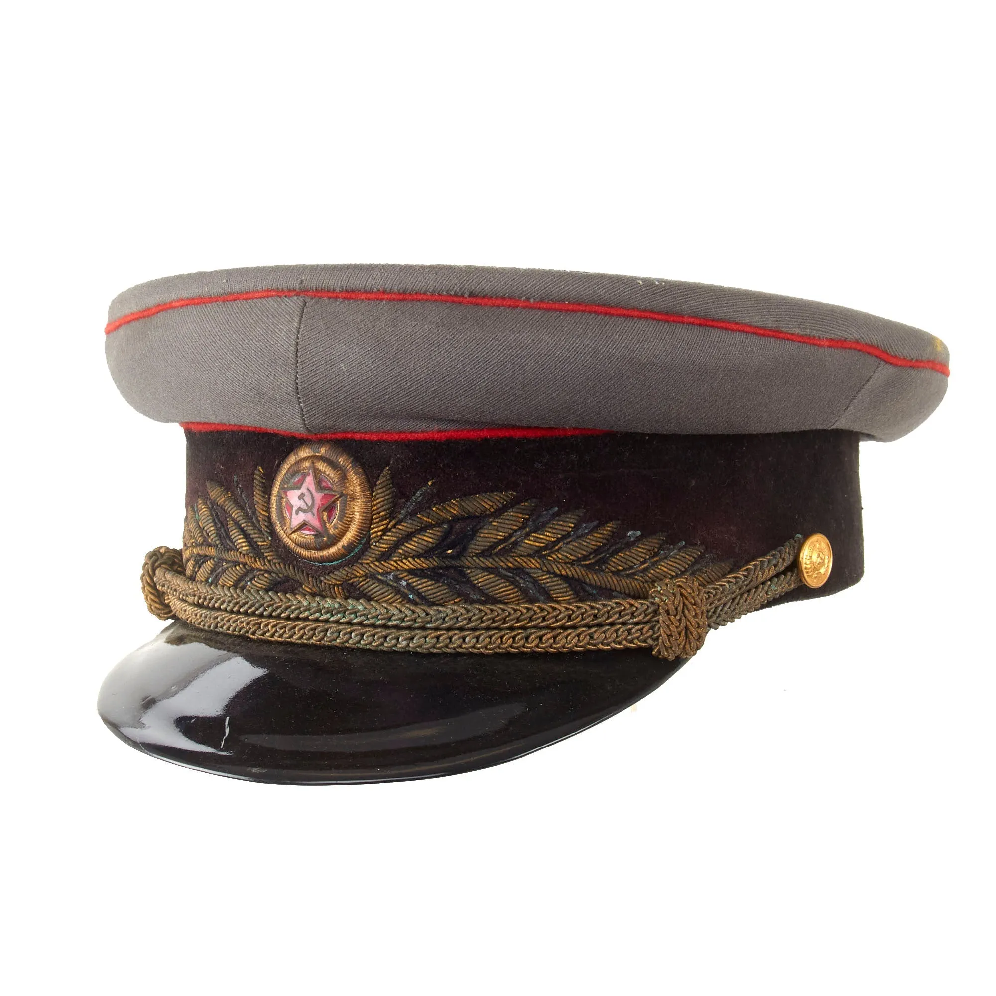 Original Soviet Russian WWII RKKA Artillery and Tank General Officer M35 Peaked Visor - Formerly Part of the A.A.F. Tank Museum