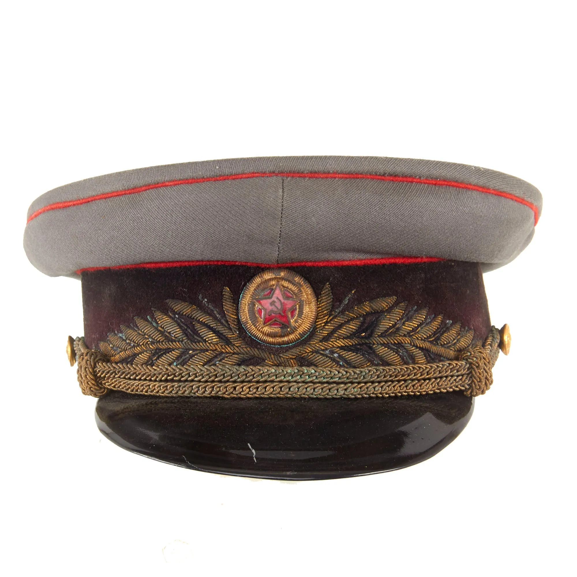 Original Soviet Russian WWII RKKA Artillery and Tank General Officer M35 Peaked Visor - Formerly Part of the A.A.F. Tank Museum