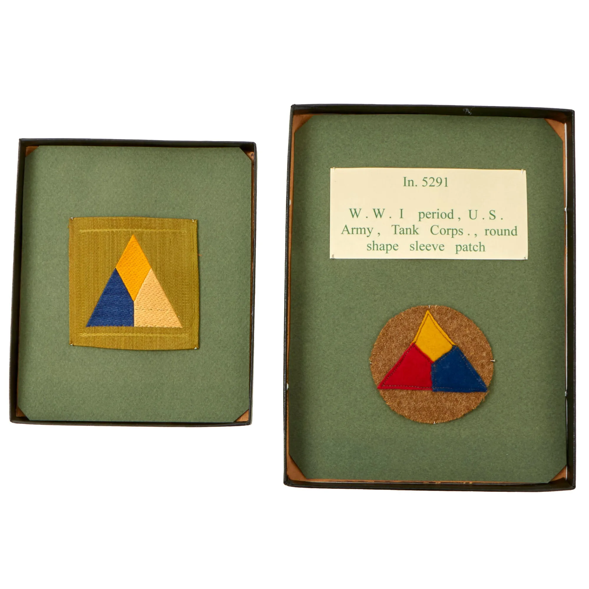 Original U.S. WWI Army Tank Corp Sleeve Patch Set - Formerly Part of the A.A.F. Tank Museum