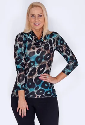 Peacock Print Turtle neck Top