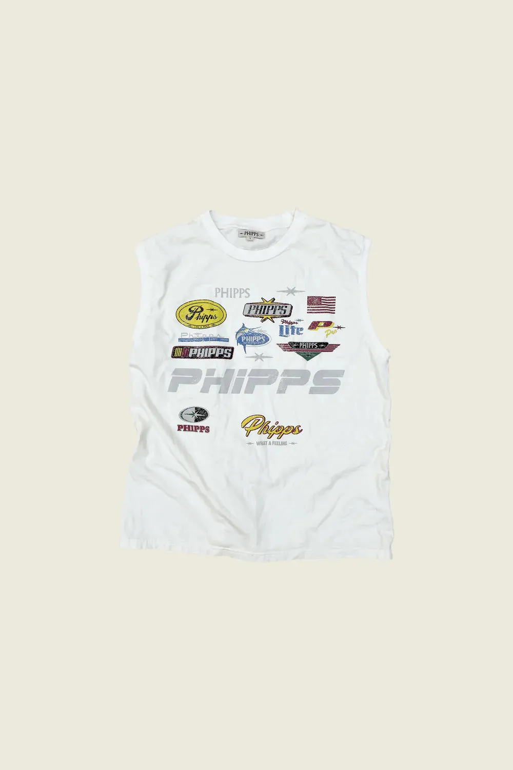 PHIPPS RACING LOGO MUSCLE TANK WHITE