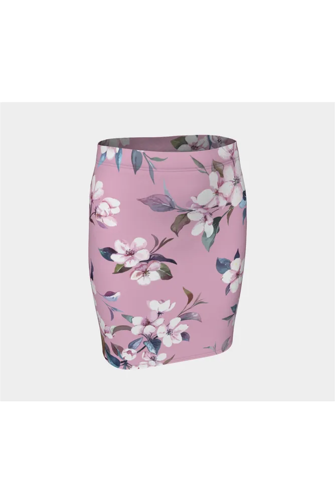 Pink Floral Fitted Skirt