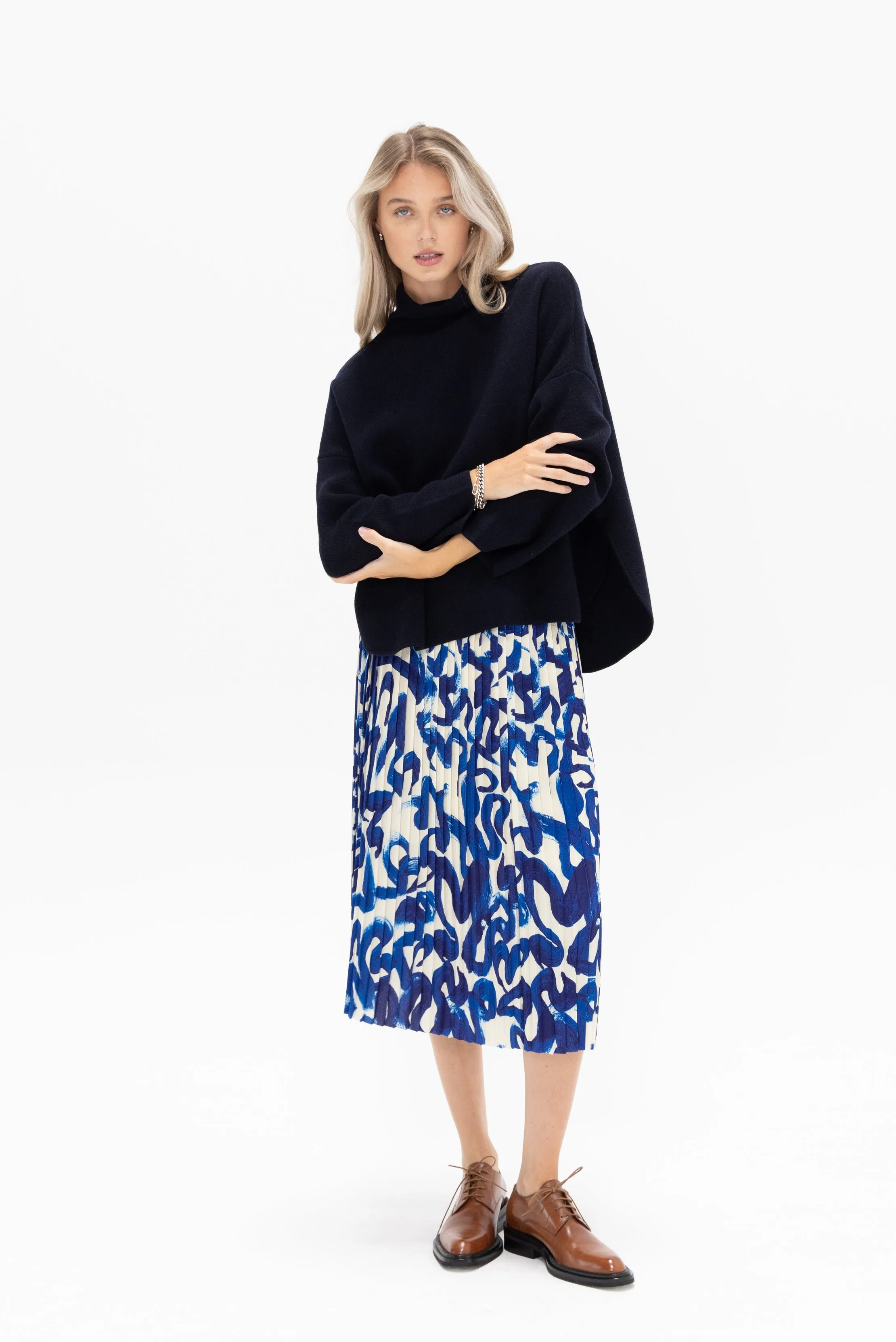 Pleated Skirt, Blue