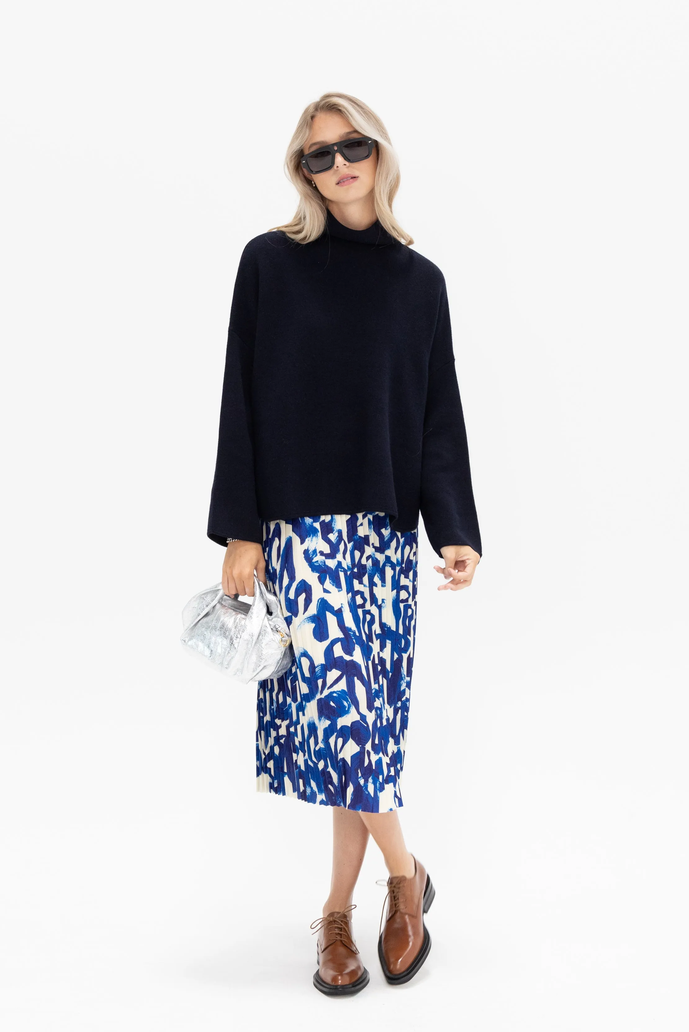 Pleated Skirt, Blue