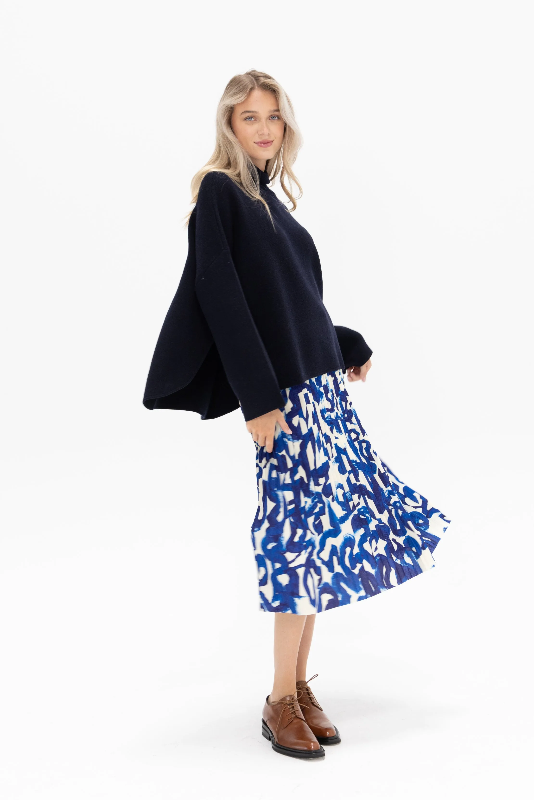 Pleated Skirt, Blue