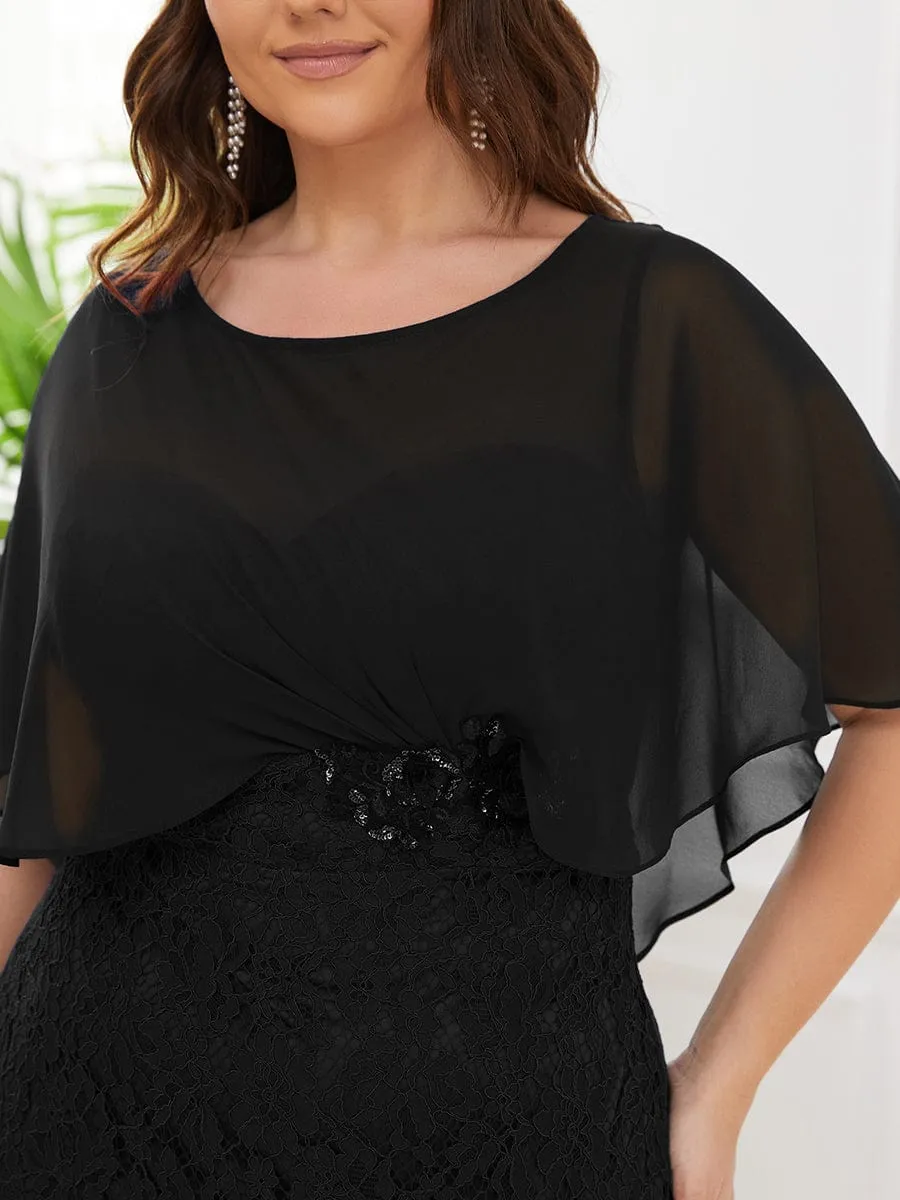 Plus Size Lace Fishtail Chiffon Coverup Mother of the Bride Dress