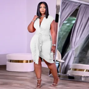 Plus Size Ruched Bodycon Sexy Dress