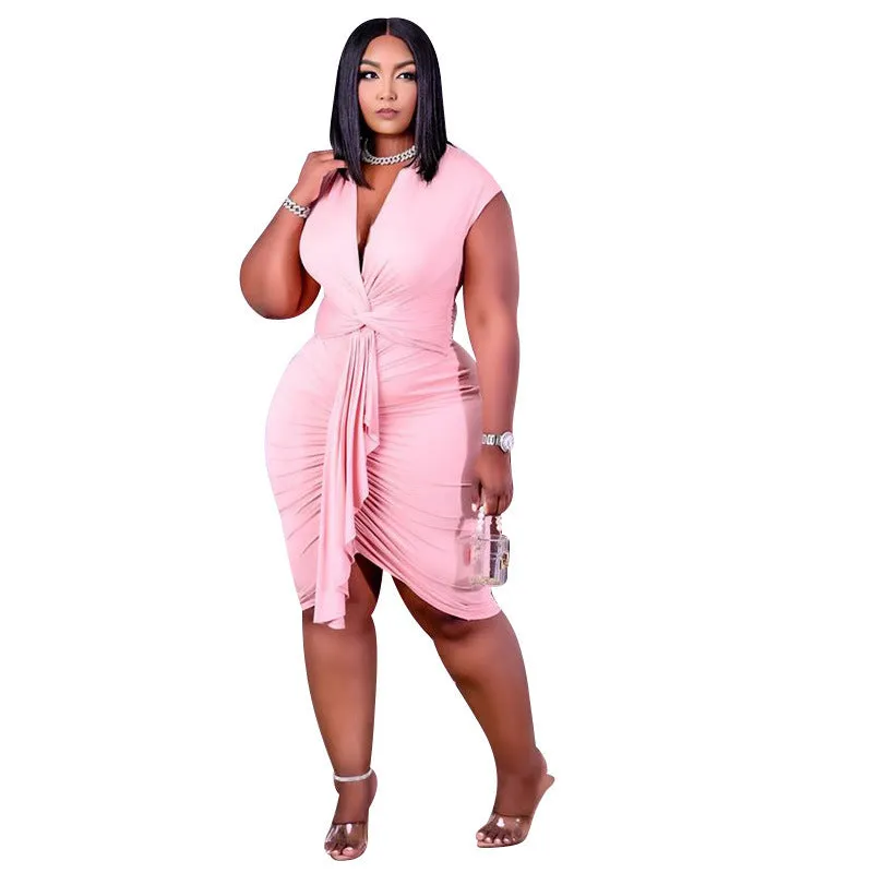 Plus Size Ruched Bodycon Sexy Dress