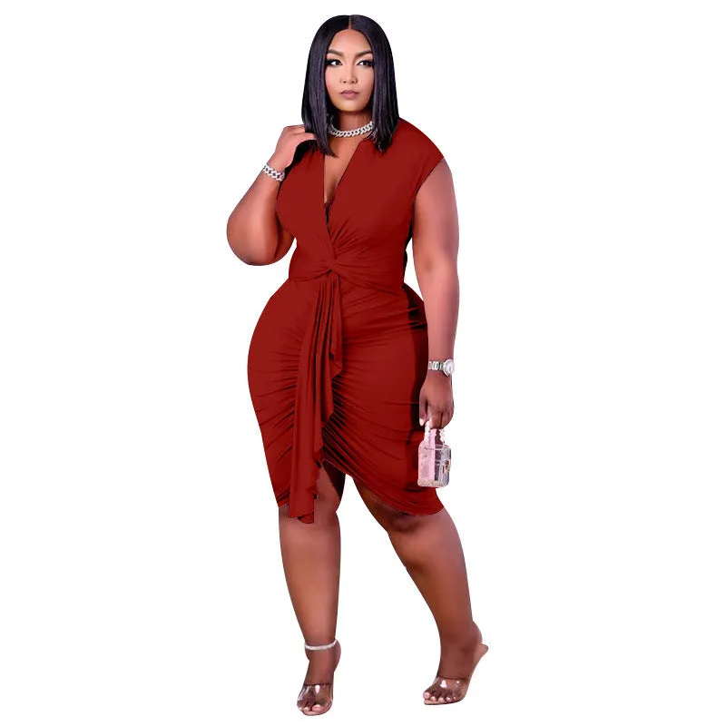 Plus Size Ruched Bodycon Sexy Dress