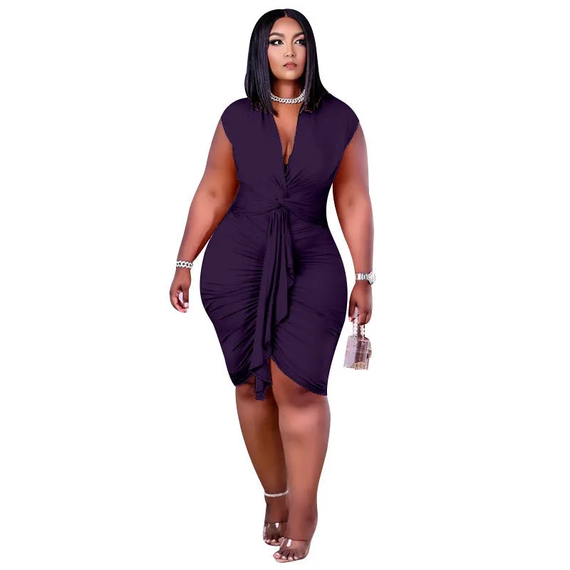 Plus Size Ruched Bodycon Sexy Dress