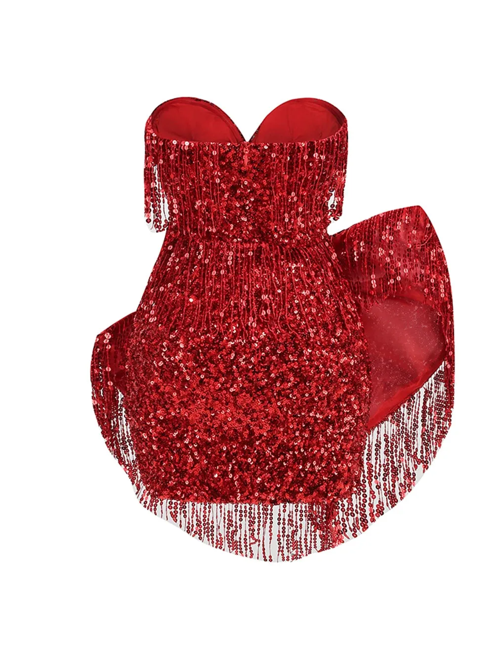 Pre Order:  Red Sequin Bow Tassel Mini Dress