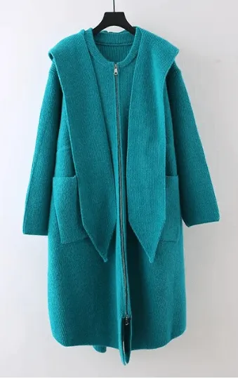 Pre Order:  Shawl Collar Hooded Knitted Coat