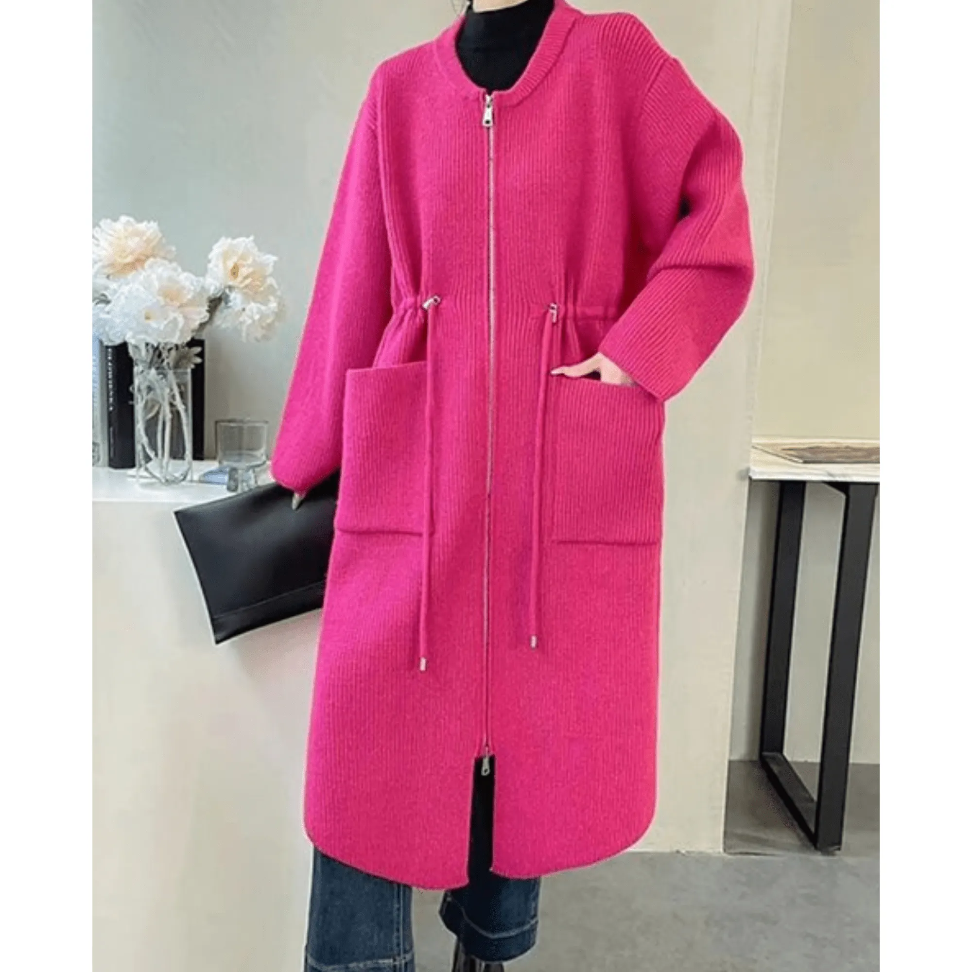 Pre Order:  Shawl Collar Hooded Knitted Coat