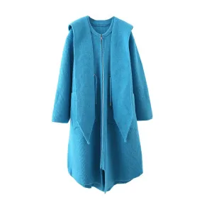 Pre Order:  Shawl Collar Hooded Knitted Coat