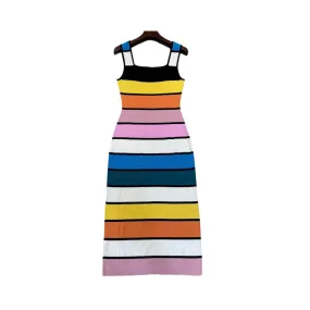 Pre Order:  Striped Multicolor Knitted Midi Dress