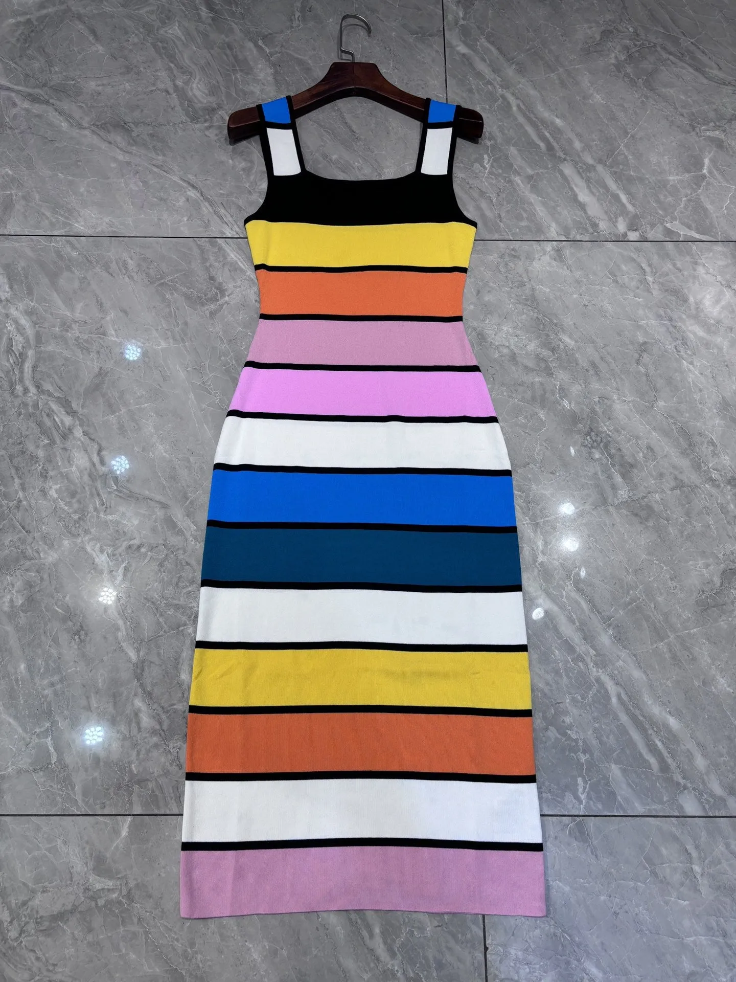 Pre Order:  Striped Multicolor Knitted Midi Dress