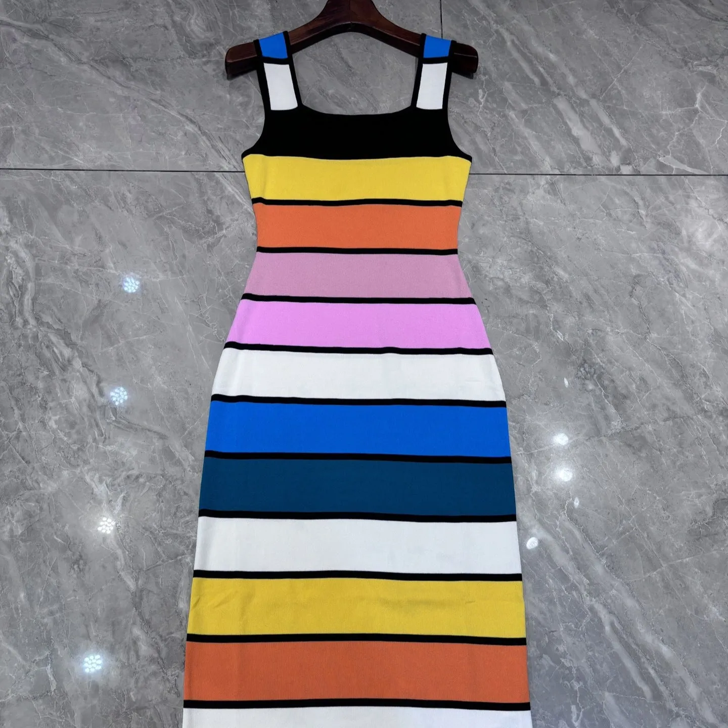 Pre Order:  Striped Multicolor Knitted Midi Dress