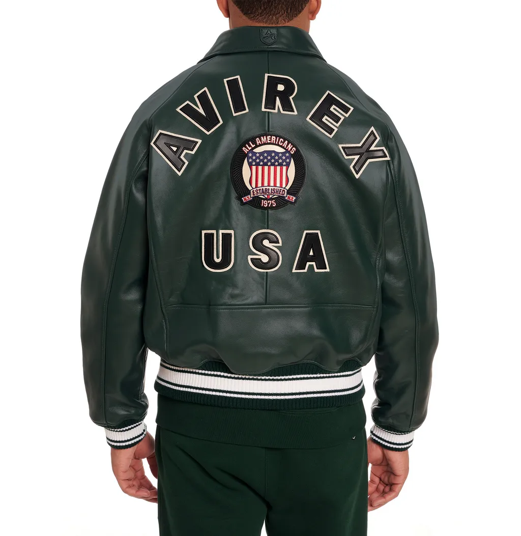 Purchase Best High Quality Hunter Green Leather Avirex Fashion Limited Edition Ombre Icon Jackets