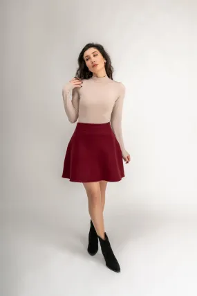 "Arielle" Flared Skirt In Burgundy