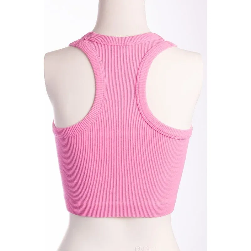 Racerback Ribbed Cropped Super Stretch Tank