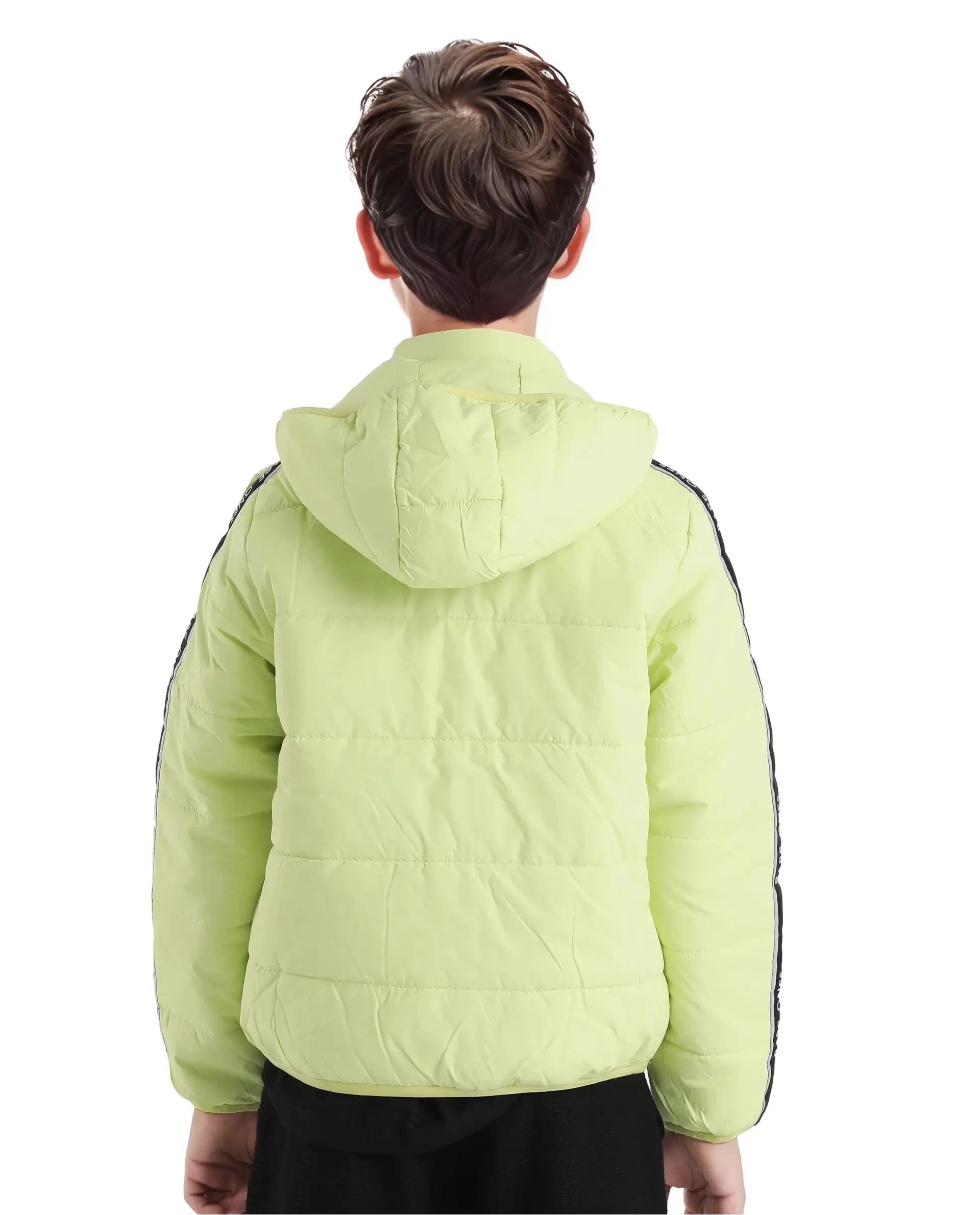 Rare Ones Kids Bolin Flouroscent Green Polyester Full Sleeve Hooded Solid Jacket