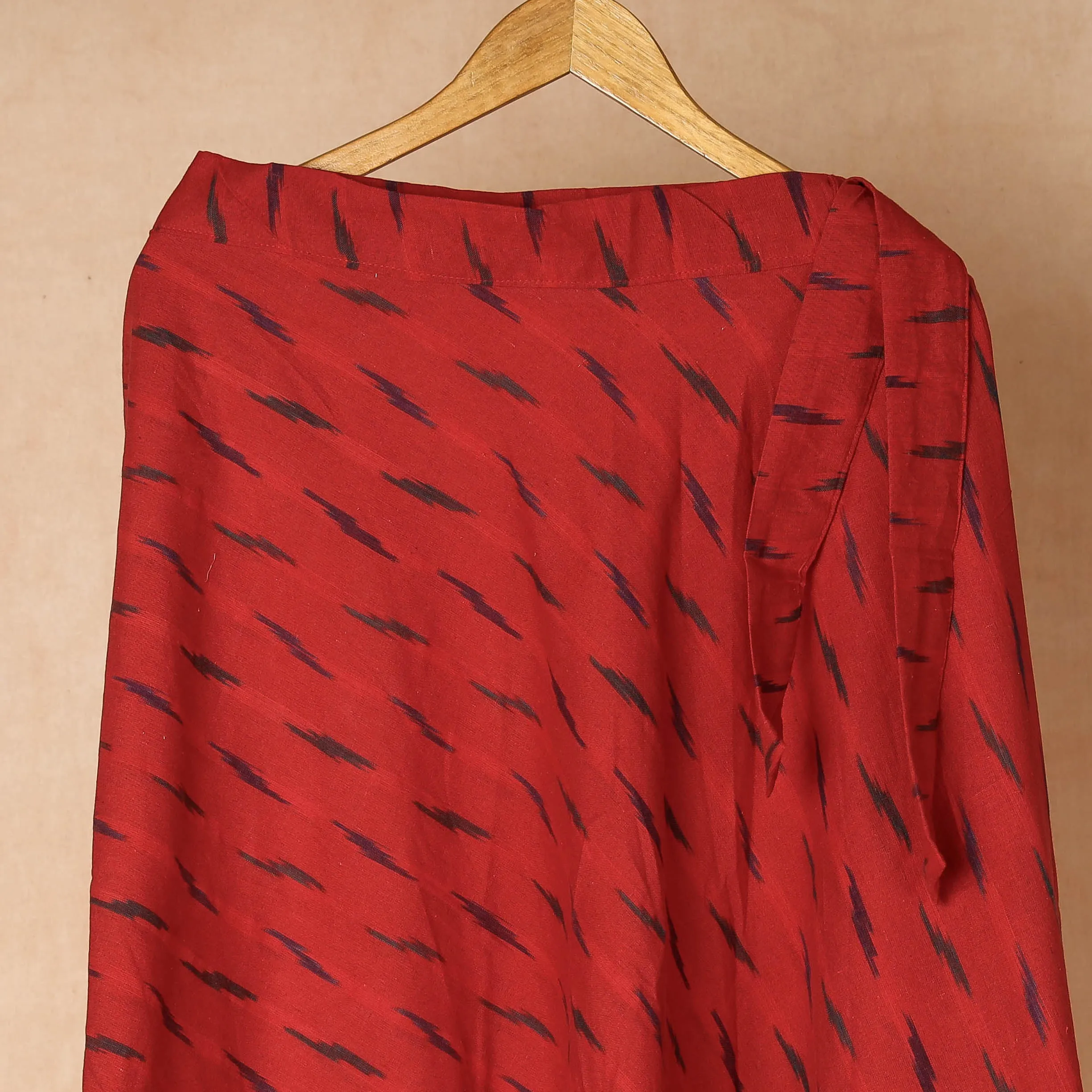 Red - Pochampally Ikat Cotton Wrap Around Skirt