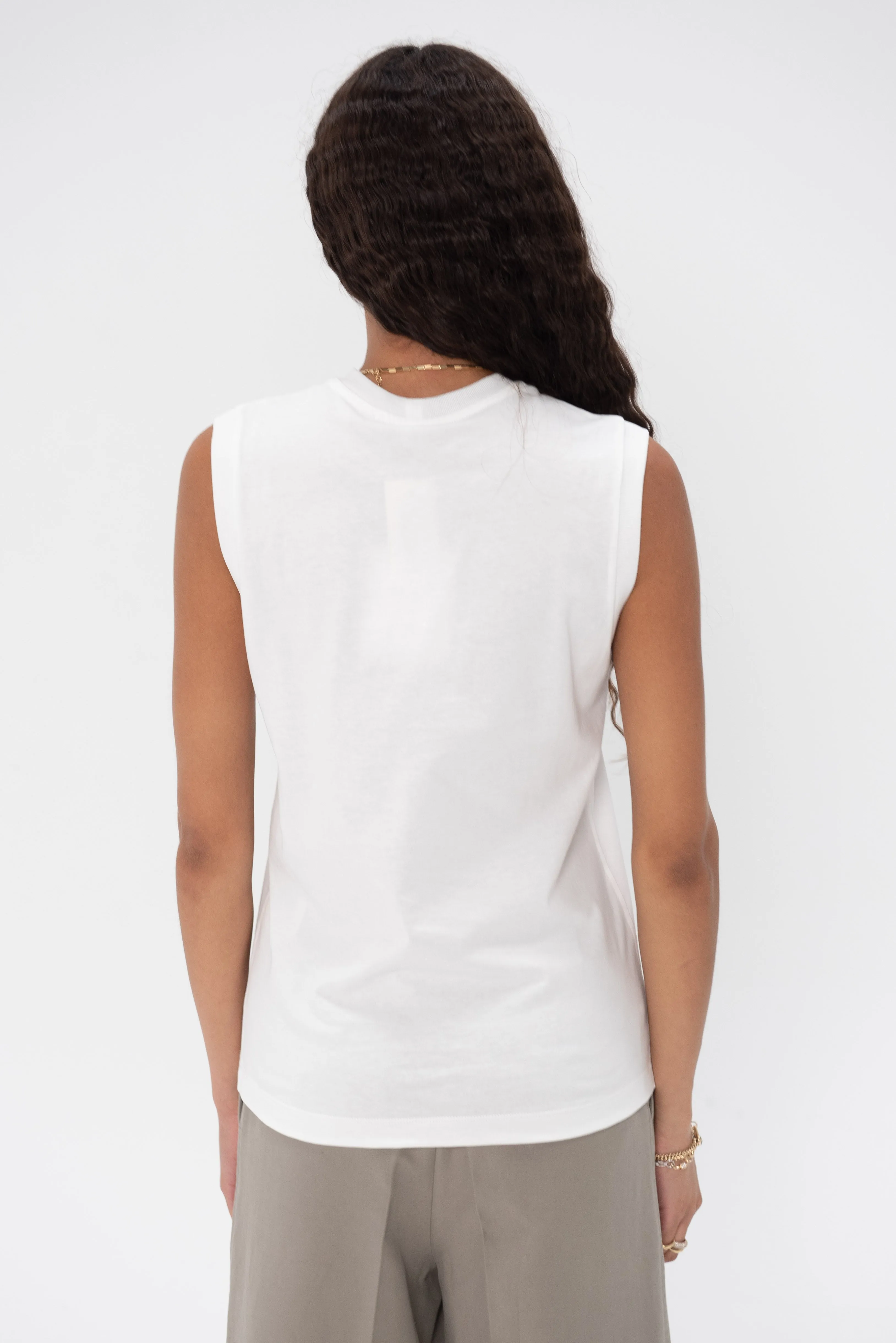 Relaxed Sleeveless Tee, Off White