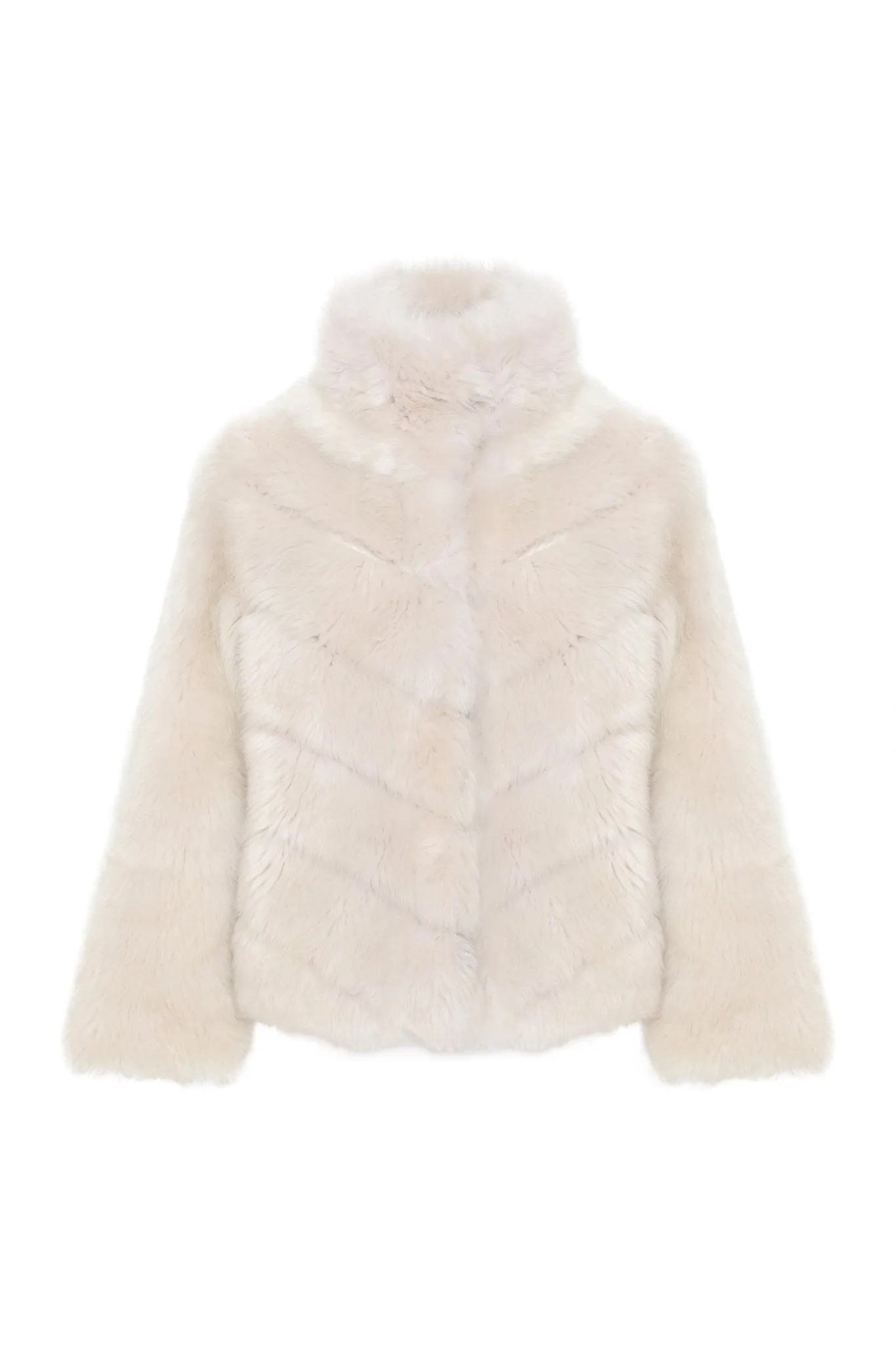 Reversible Merinillo Shearling Lamb Chevron Jacket with Horizontal Bottom