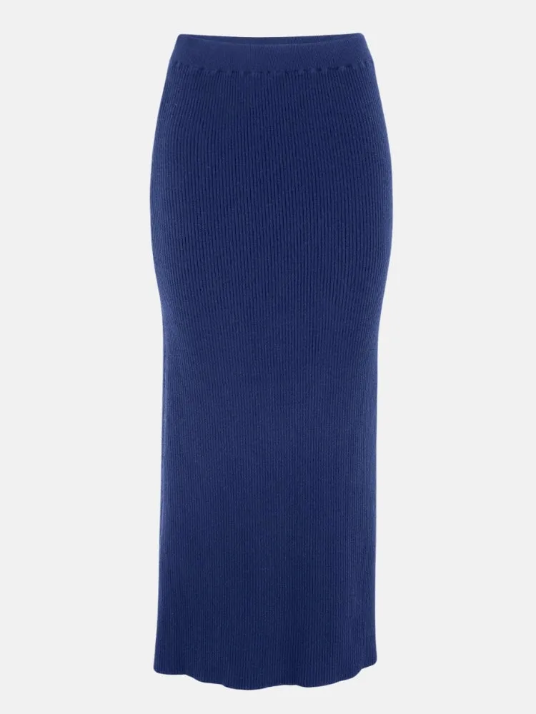 RIBBED KNIT STRAIGHT SKIRT