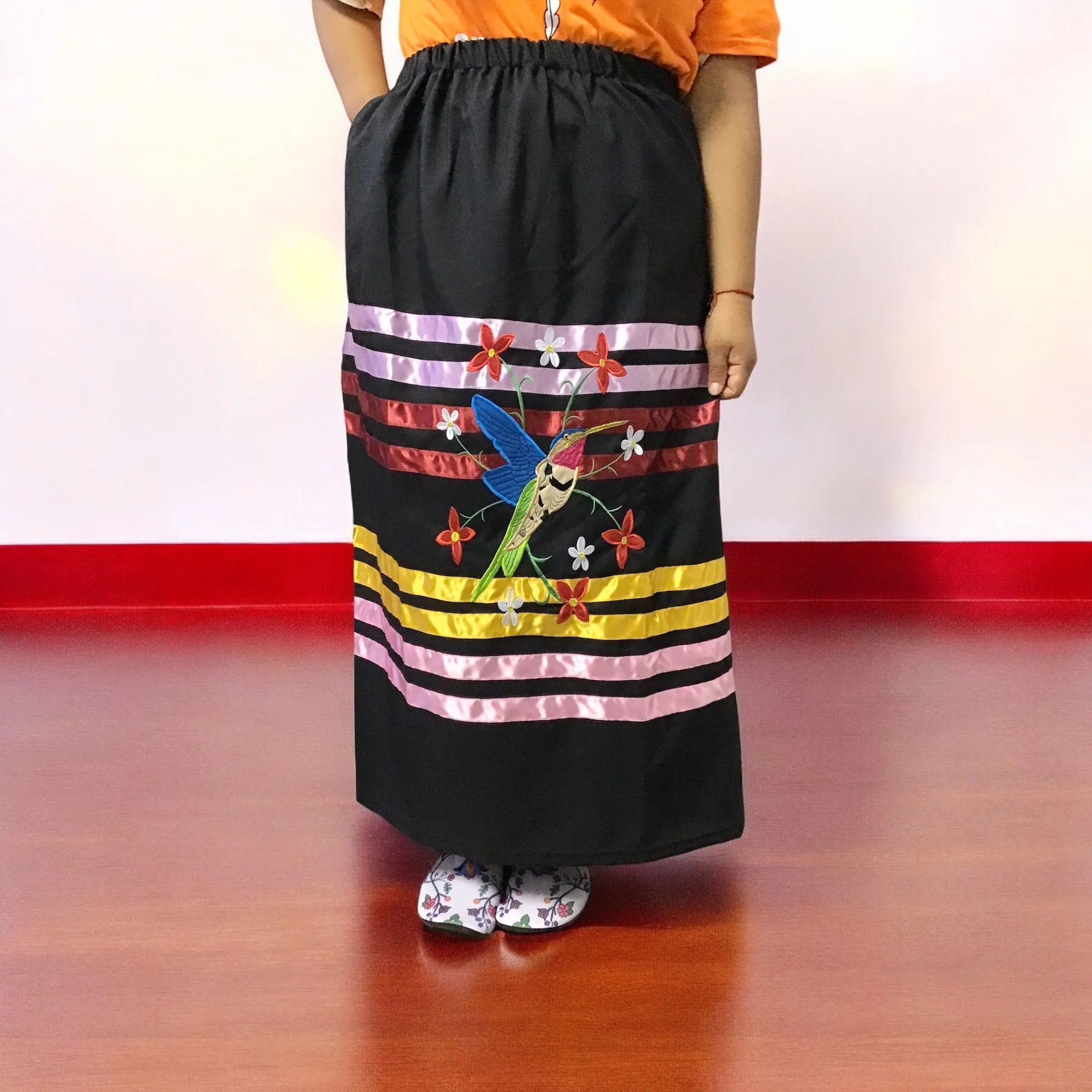 Ribbon Skirt with Hummingbird