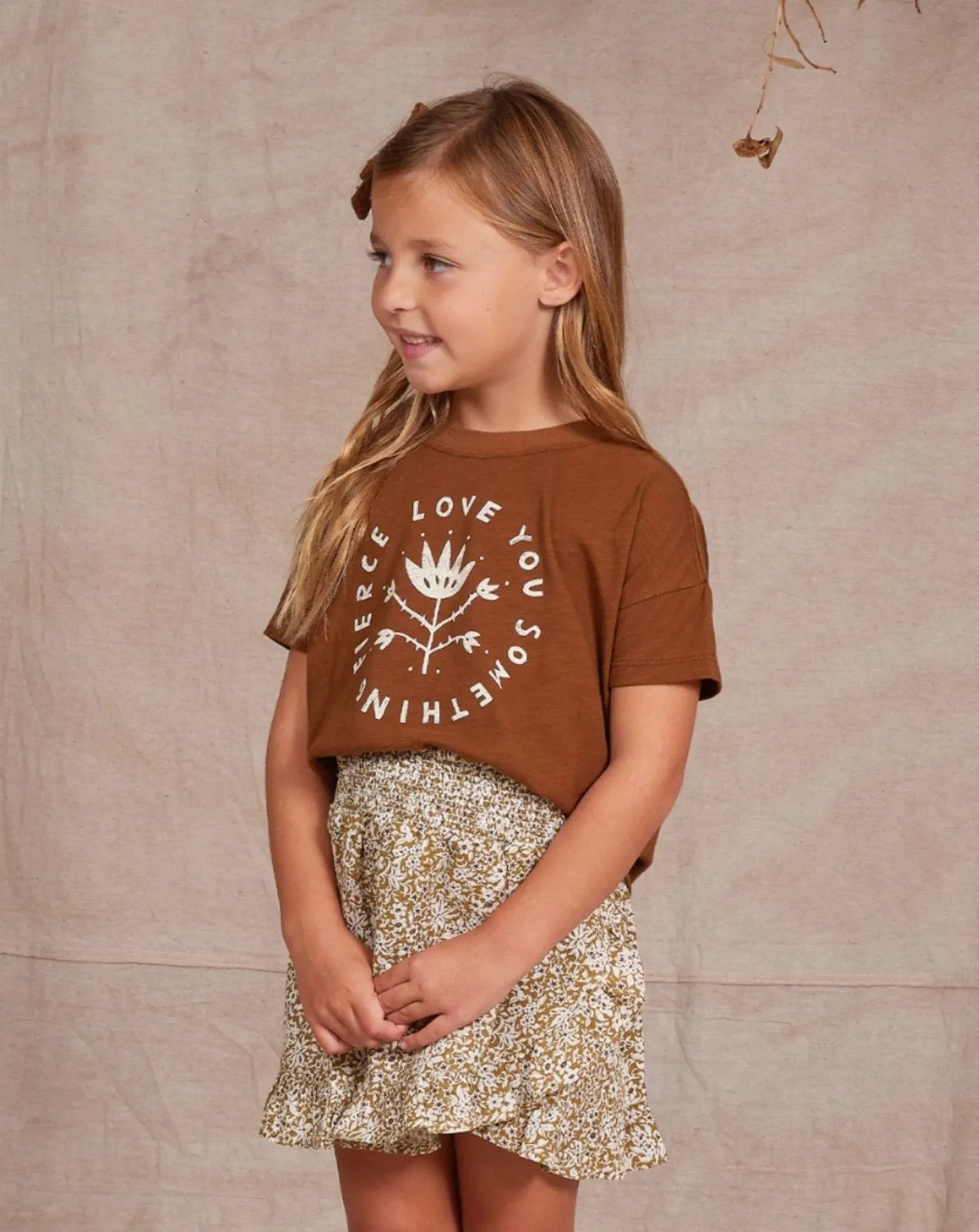 Rylee   Cru Girls Golden Ditsy Wrap Ruffle Skirt