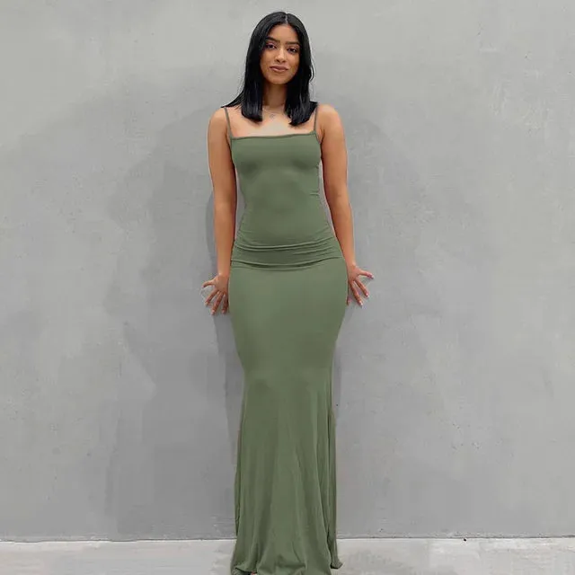 Satin Slip Backless Maxi Dress