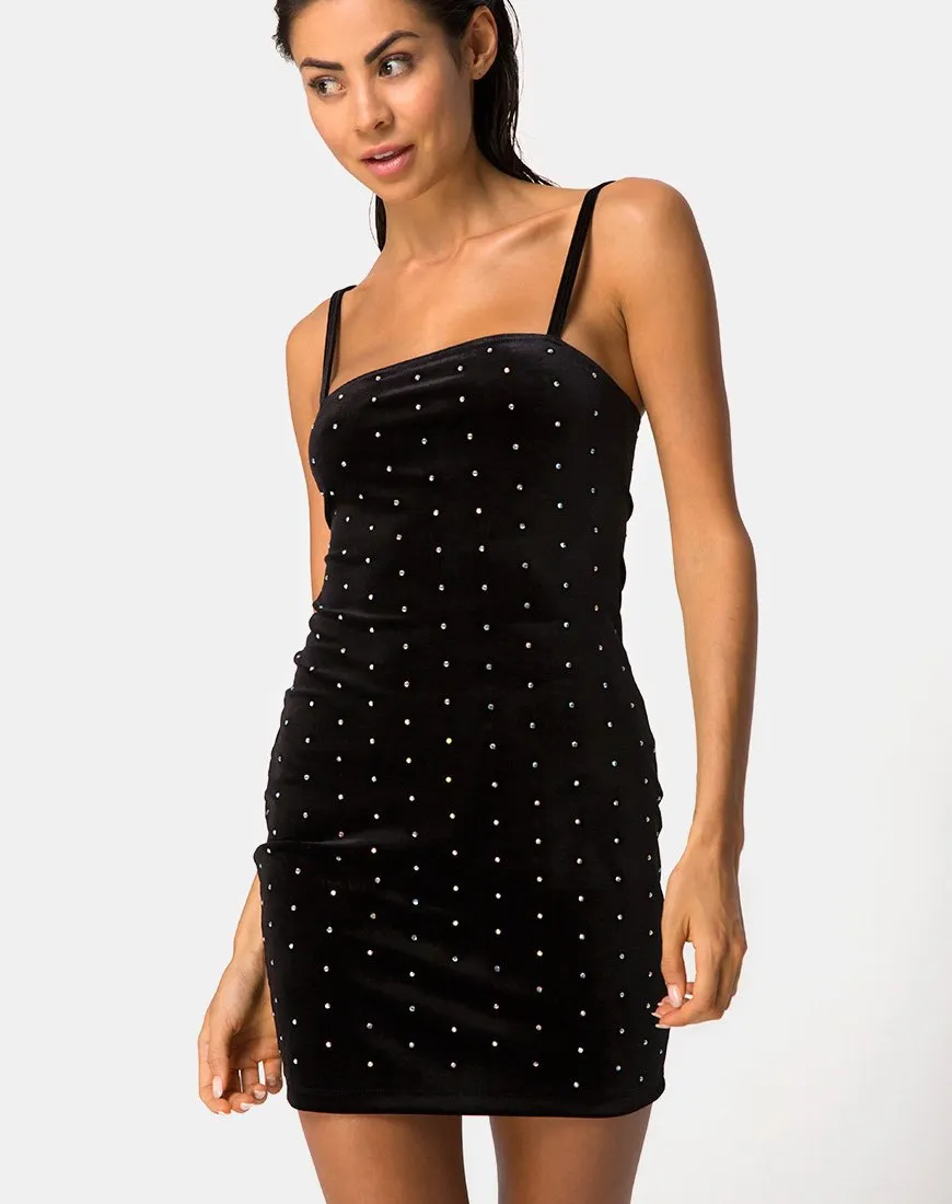 Selah Bodycon Dress in Diamante Black