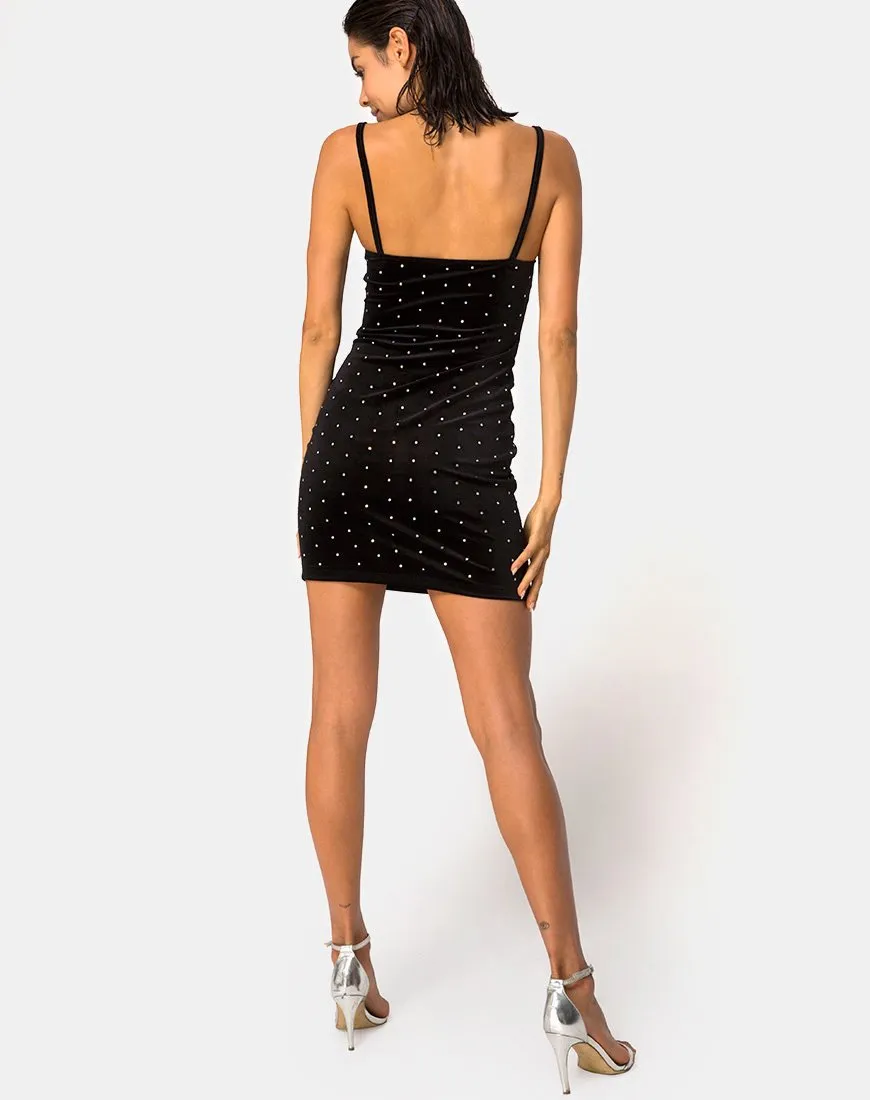 Selah Bodycon Dress in Diamante Black