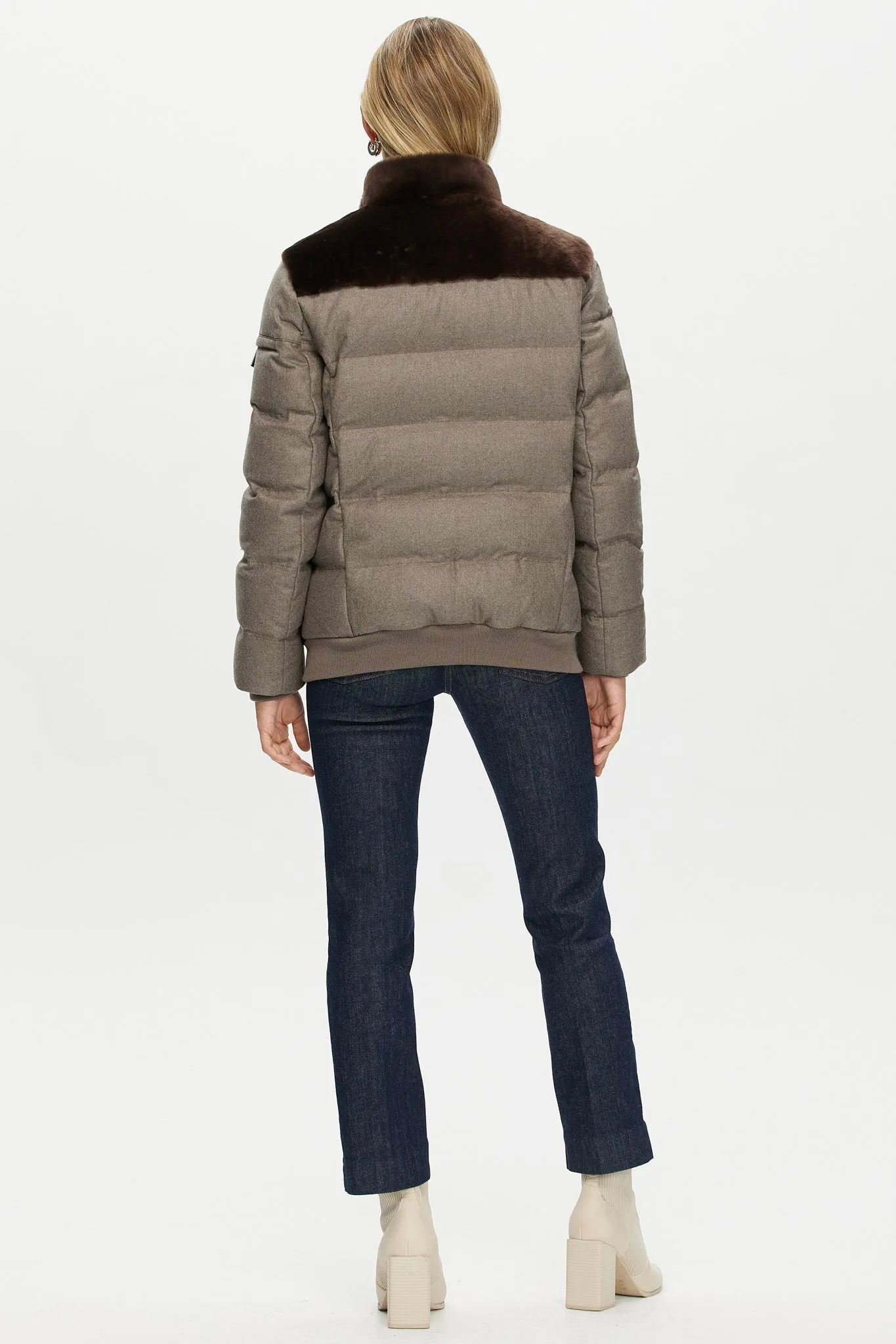 Select Shearling Lamb Jacket with Loro Piana Cashmere & Wool Down Sleeves and Back