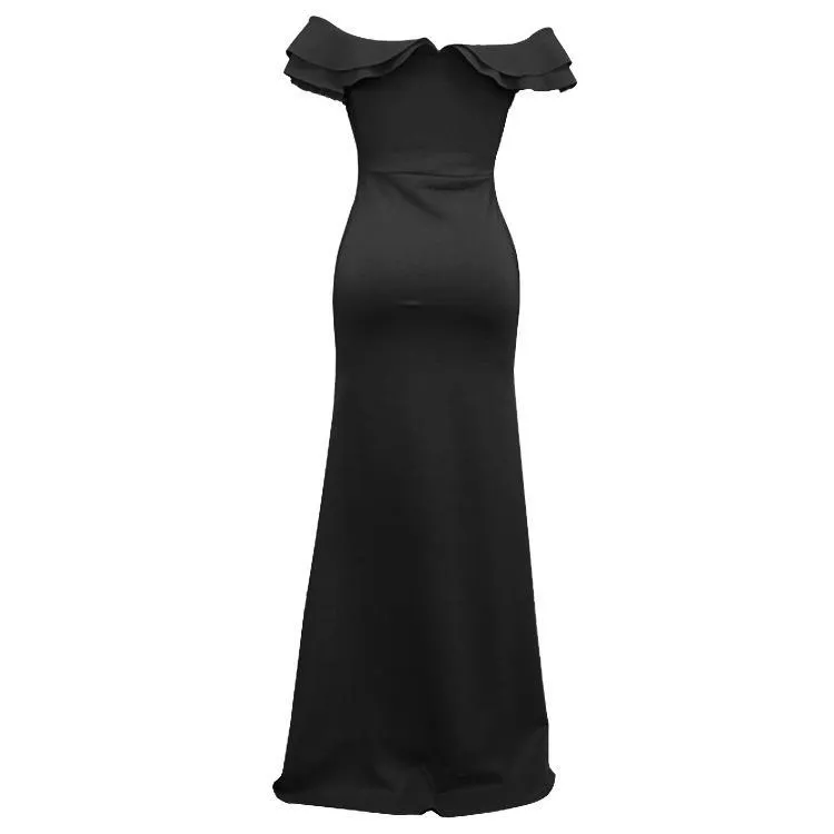 Sexy Off Shoulder Side Split Bodycon Party Maxi Dress