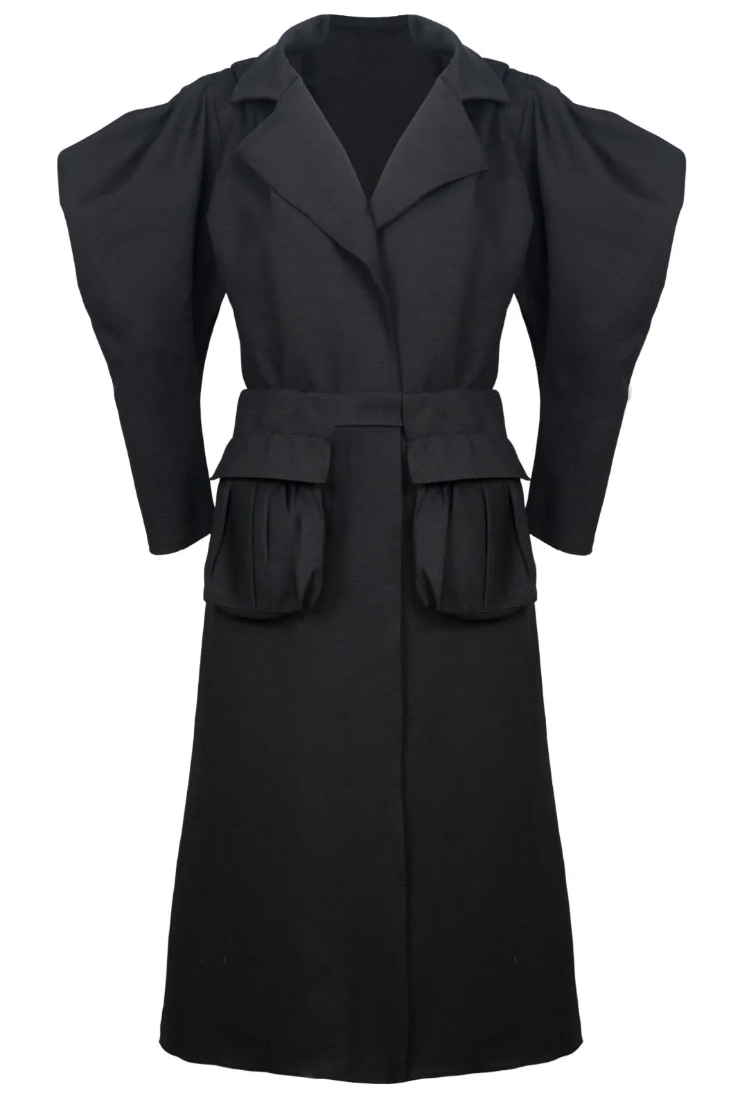 Shilla Coat With Pocket Belt Black